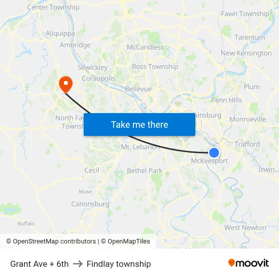 Grant Ave + 6th to Findlay township map