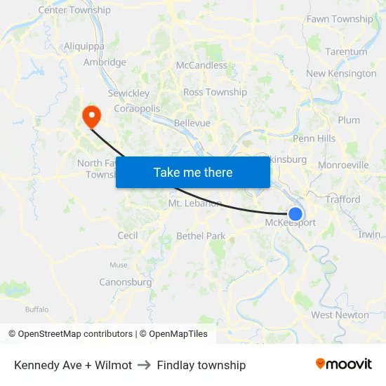Kennedy Ave + Wilmot to Findlay township map