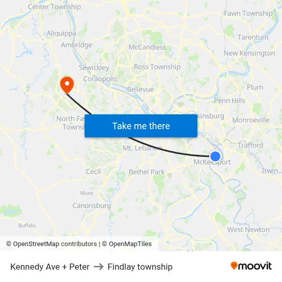 Kennedy Ave + Peter to Findlay township map