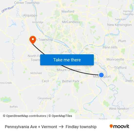 Pennsylvania Ave + Vermont to Findlay township map