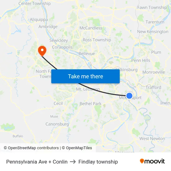 Pennsylvania Ave + Conlin to Findlay township map