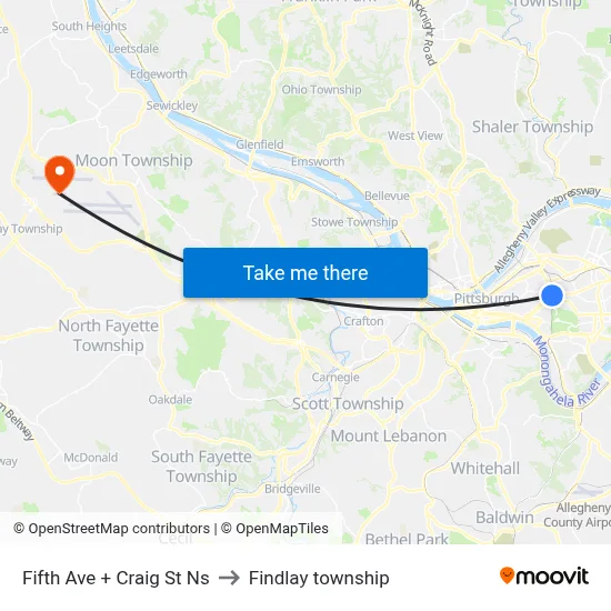 Fifth Ave + Craig St Ns to Findlay township map