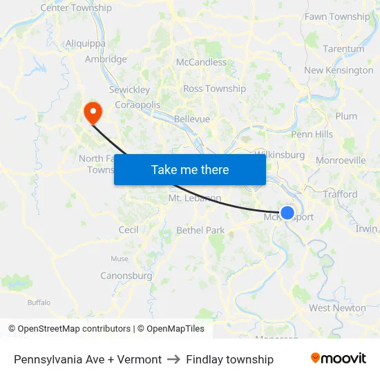 Pennsylvania Ave + Vermont to Findlay township map