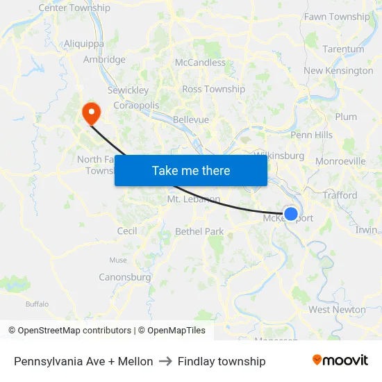 Pennsylvania Ave + Mellon to Findlay township map