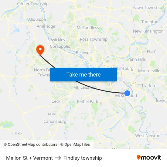 Mellon St + Vermont to Findlay township map
