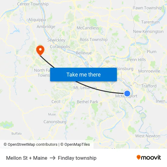 Mellon St + Maine to Findlay township map