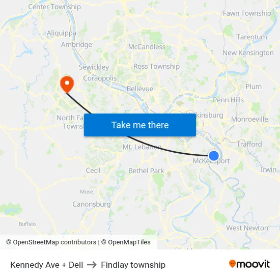 Kennedy Ave + Dell to Findlay township map