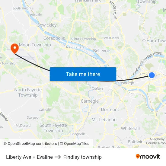 Liberty Ave + Evaline to Findlay township map
