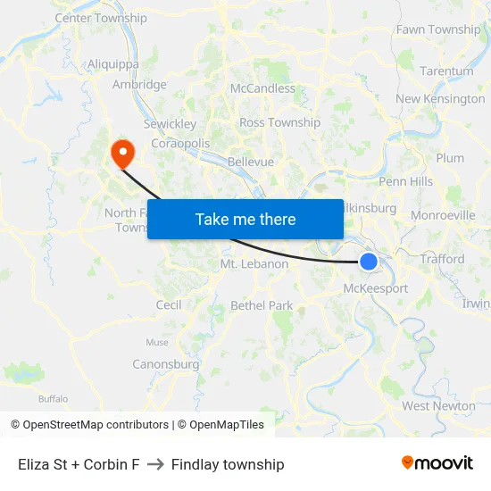Eliza St + Corbin F to Findlay township map