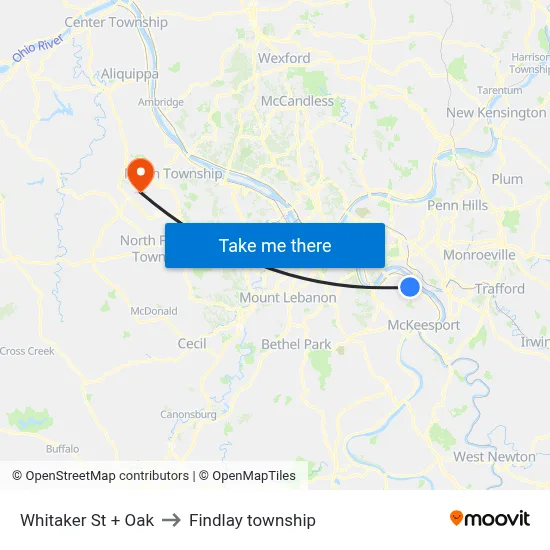 Whitaker St + Oak to Findlay township map