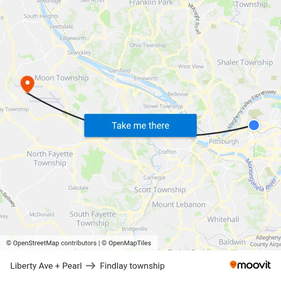 Liberty Ave + Pearl to Findlay township map