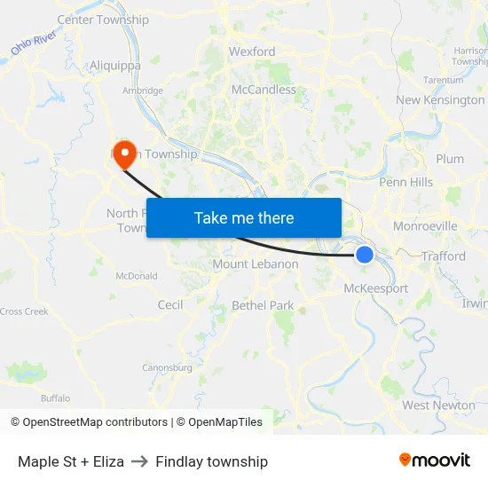 Maple St + Eliza to Findlay township map