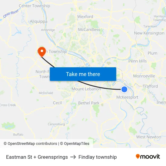 Eastman St + Greensprings to Findlay township map