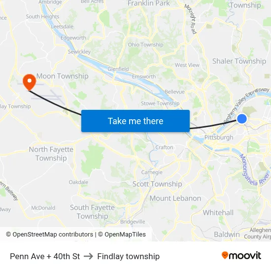 Penn Ave + 40th St to Findlay township map