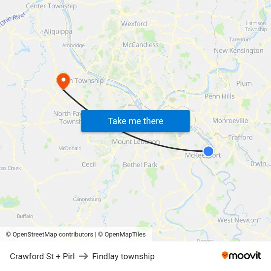Crawford St + Pirl to Findlay township map
