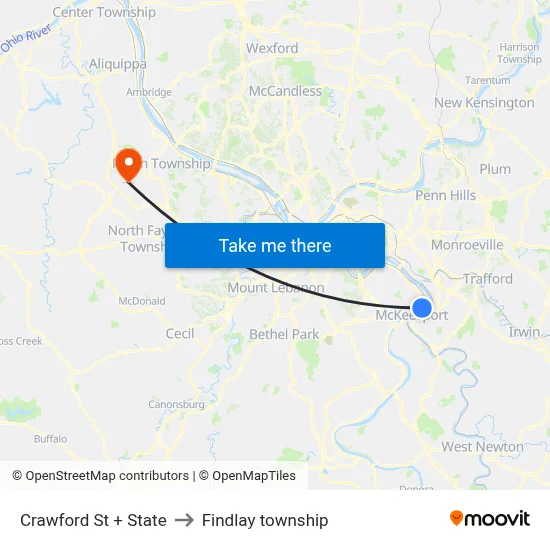 Crawford St + State to Findlay township map