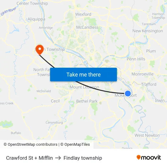 Crawford St + Mifflin to Findlay township map