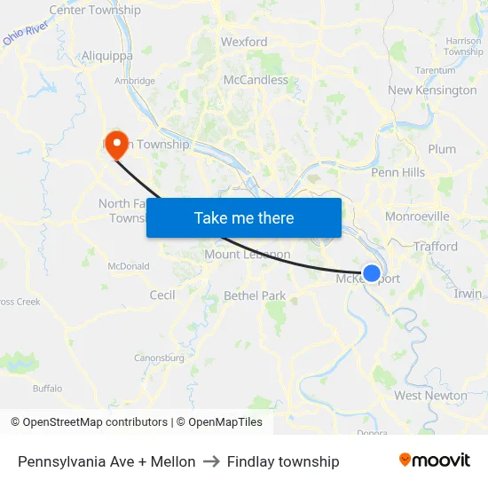 Pennsylvania Ave + Mellon to Findlay township map