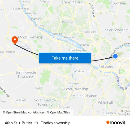 40th St + Butler to Findlay township map