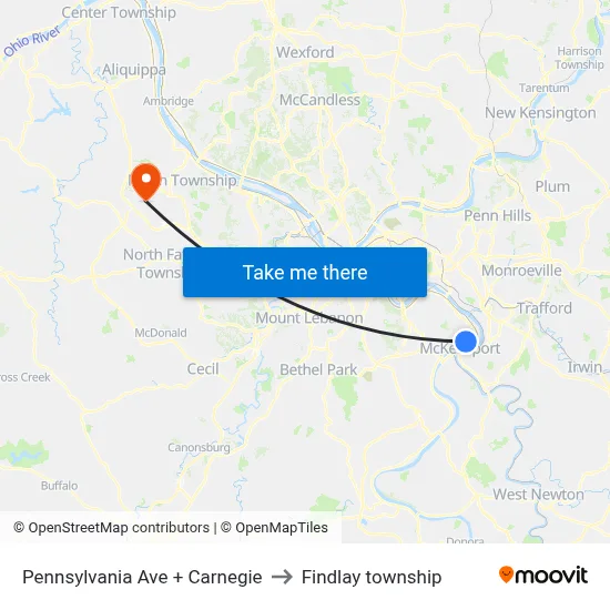 Pennsylvania Ave + Carnegie to Findlay township map