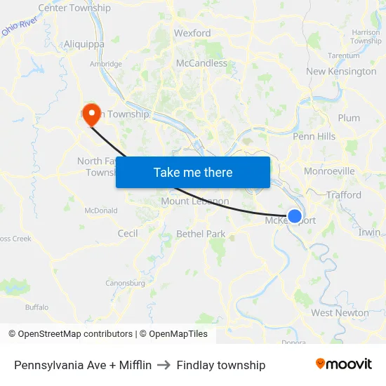 Pennsylvania Ave + Mifflin to Findlay township map