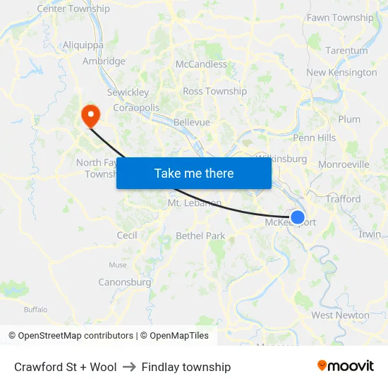 Crawford St + Wool to Findlay township map
