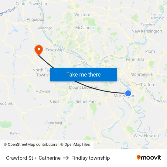 Crawford St + Catherine to Findlay township map