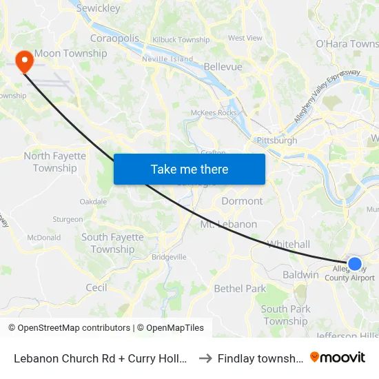 Lebanon Church Rd + Curry Hollow to Findlay township map