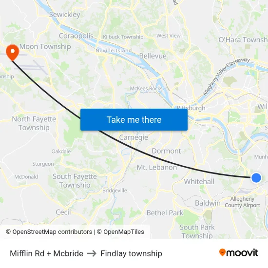 Mifflin Rd + Mcbride to Findlay township map