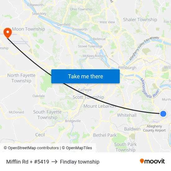 Mifflin Rd + #5419 to Findlay township map