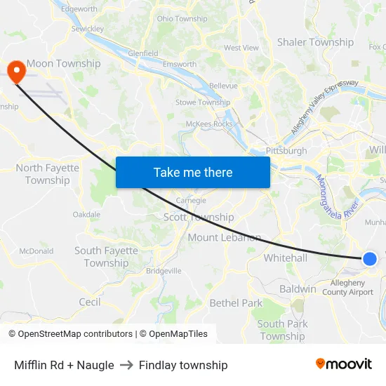 Mifflin Rd + Naugle to Findlay township map