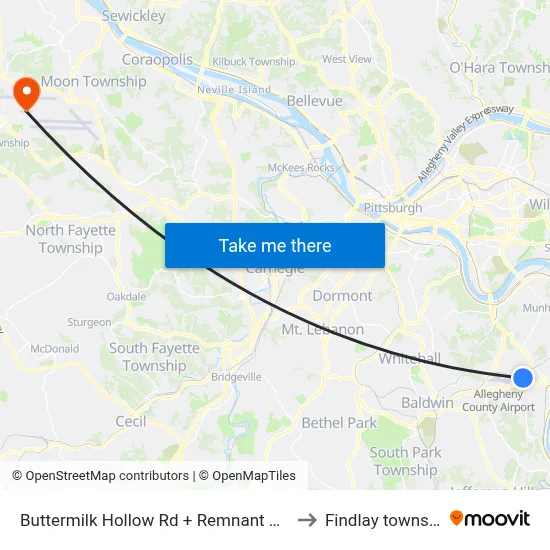 Buttermilk Hollow Rd + Remnant World to Findlay township map