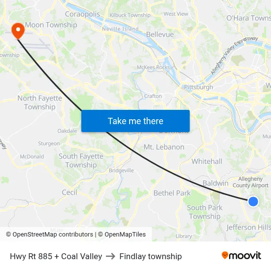 Hwy Rt 885 + Coal Valley to Findlay township map