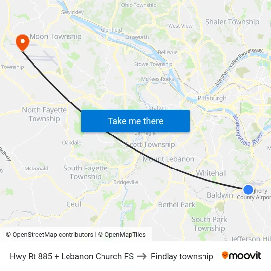 Hwy Rt 885 + Lebanon Church FS to Findlay township map