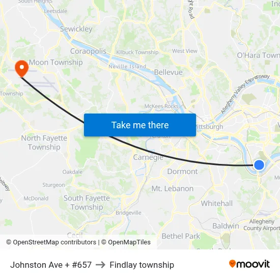 Johnston Ave + #657 to Findlay township map