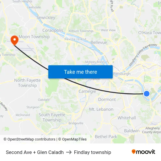 Second Ave + Glen Caladh to Findlay township map