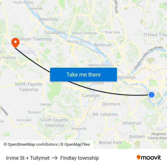 Irvine St + Tullymet to Findlay township map