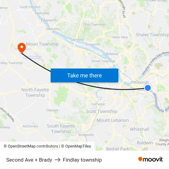 Second Ave + Brady to Findlay township map