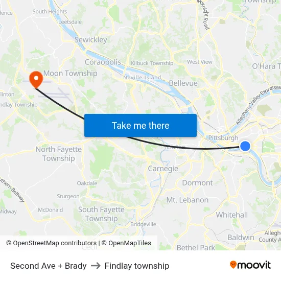 Second Ave + Brady to Findlay township map