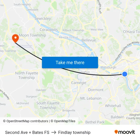 Second Ave + Bates FS to Findlay township map