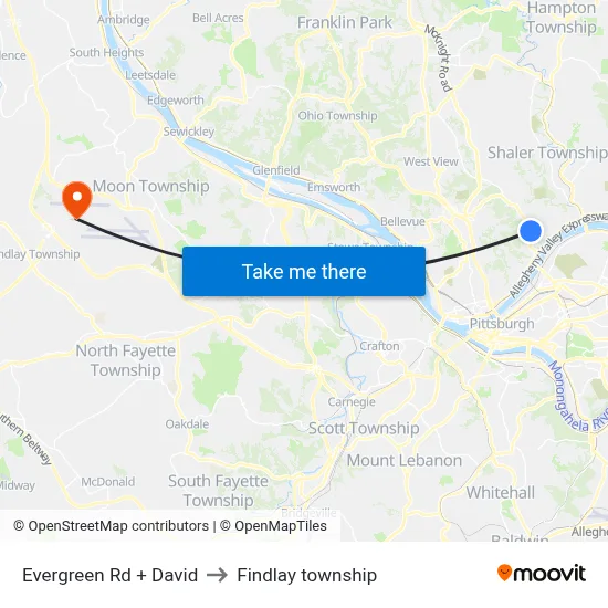 Evergreen Rd + David to Findlay township map