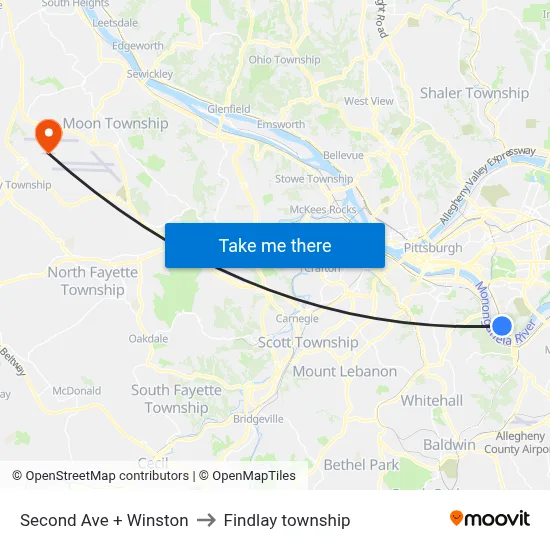 Second Ave + Winston to Findlay township map