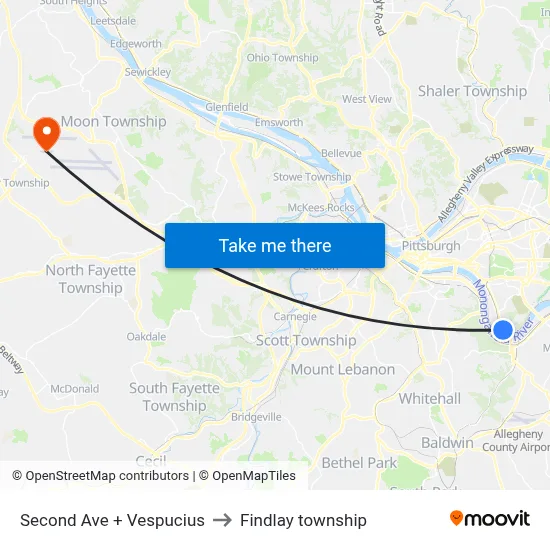 Second Ave + Vespucius to Findlay township map