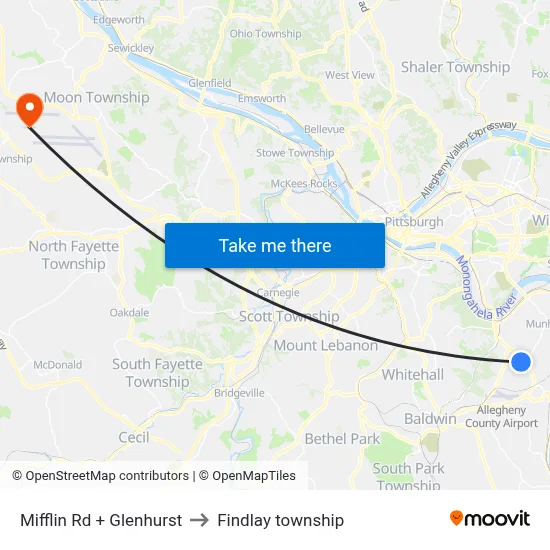 Mifflin Rd + Glenhurst to Findlay township map