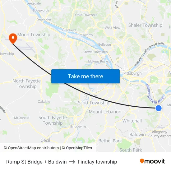 Ramp St Bridge + Baldwin to Findlay township map
