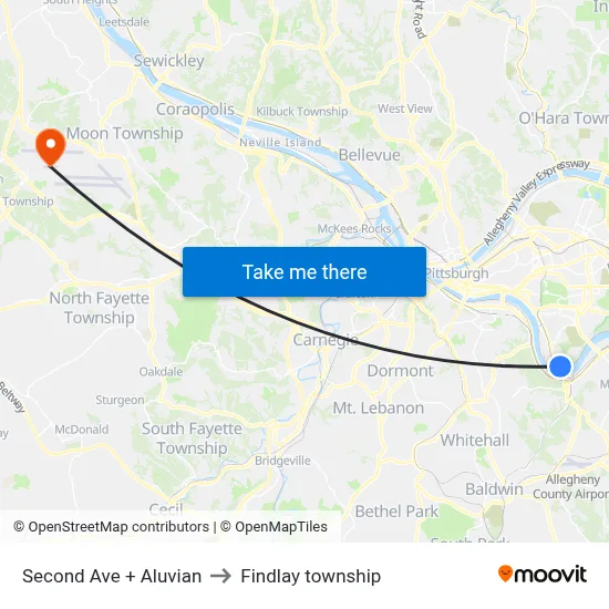 Second Ave + Aluvian to Findlay township map