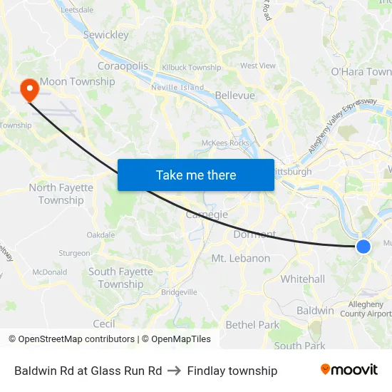 Baldwin Rd at Glass Run Rd to Findlay township map