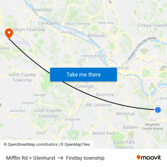 Mifflin Rd + Glenhurst to Findlay township map