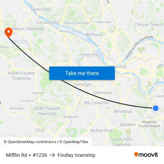 Mifflin Rd + #1236 to Findlay township map