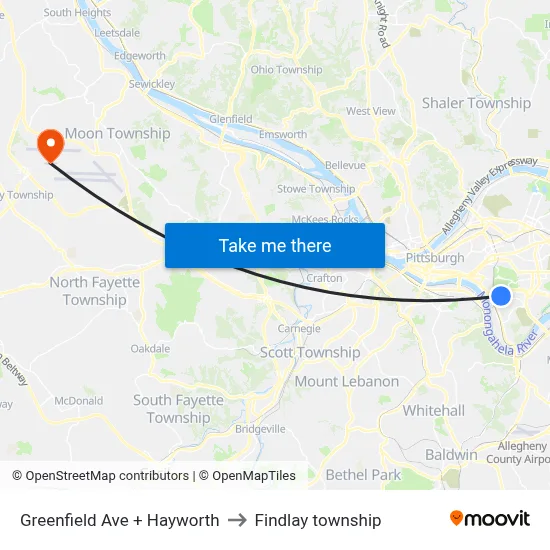 Greenfield Ave + Hayworth to Findlay township map